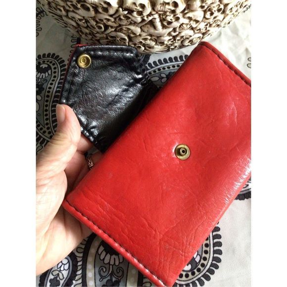 Mid Century Vintage Faux Leather Wallet Red Black Checkbook Wallet ❤️ - Picture 13 of 14